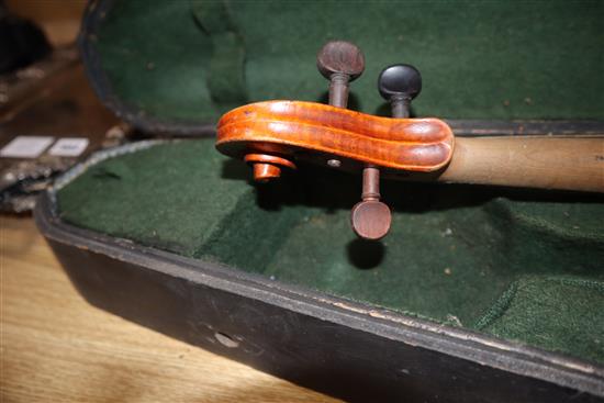 A cased double back violin, John Lamb 1917